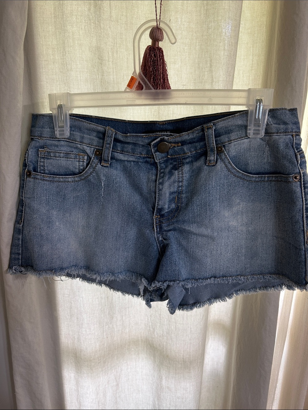 Forever 21 Light Blue Frayed Hem Denim Shorts